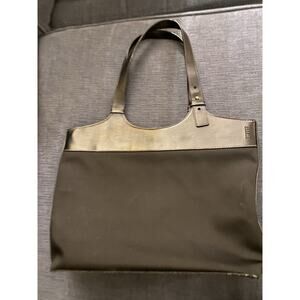 Black Esprit Vegan Leather & Canvas Black Handbag EXCELLENT CONDITION